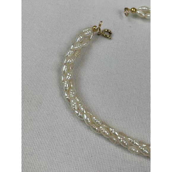 Vintage Faux Freshwater Pearl Twisted Multi-Strand Necklace Dainty Short - Picture 6 of 6